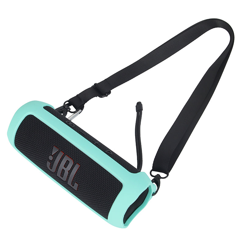 For JBL Flip 6 Silicone Carrying Case Bluetooth Speaker Protective Cover with Shoulder Strap and Carabiner