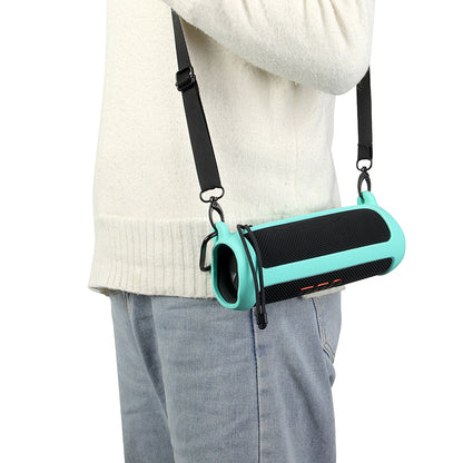 For JBL Flip 6 Silicone Carrying Case Bluetooth Speaker Protective Cover with Shoulder Strap and Carabiner