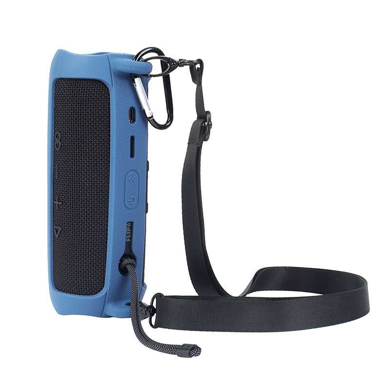 For JBL Flip 6 Silicone Carrying Case Bluetooth Speaker Protective Cover with Shoulder Strap and Carabiner