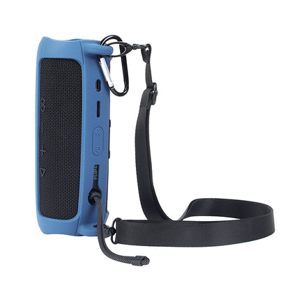 For JBL Flip 6 Silicone Carrying Case Bluetooth Speaker Protective Cover with Shoulder Strap and Carabiner