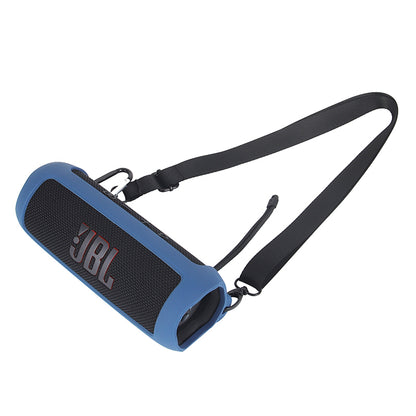 For JBL Flip 6 Silicone Carrying Case Bluetooth Speaker Protective Cover with Shoulder Strap and Carabiner