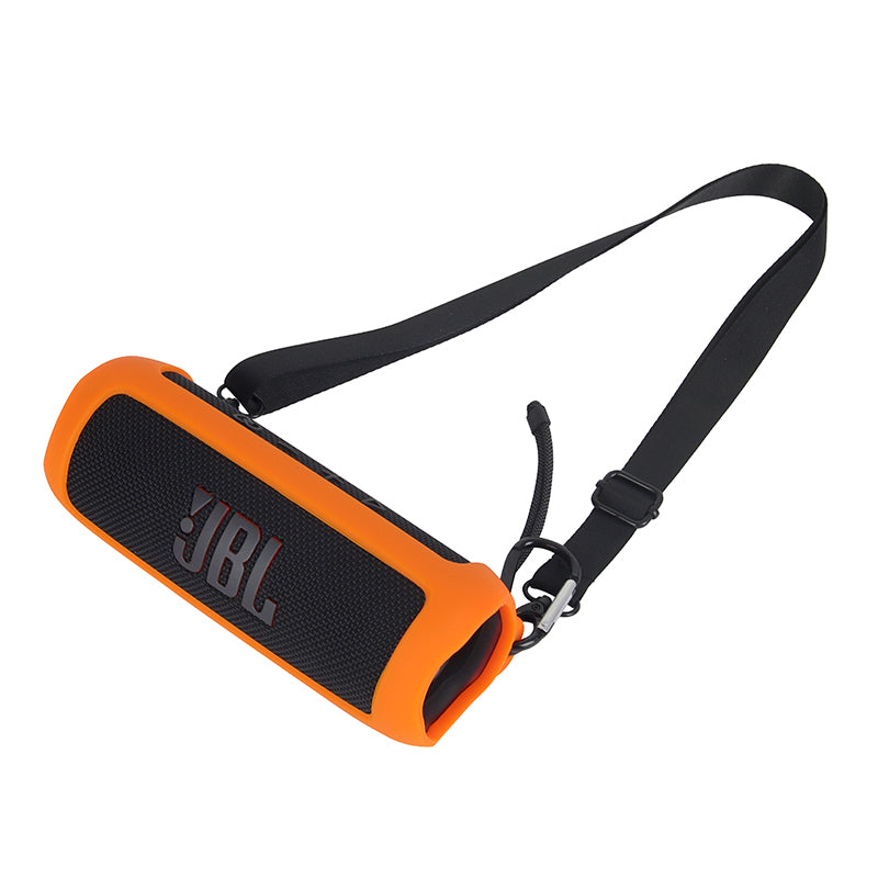 For JBL Flip 6 Silicone Carrying Case Bluetooth Speaker Protective Cover with Shoulder Strap and Carabiner