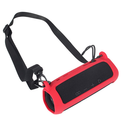 For JBL Flip 6 Silicone Carrying Case Bluetooth Speaker Protective Cover with Shoulder Strap and Carabiner