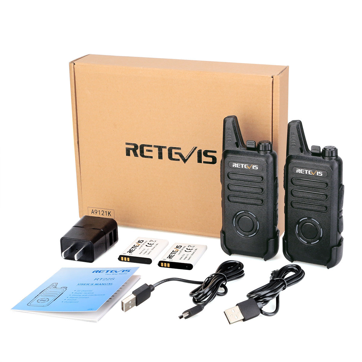 RETEVIS RT22S 2Pcs/Set Mini Walkie-Talkie Portable Wireless Two Way Radio for Restaurant Construction Site Hotel