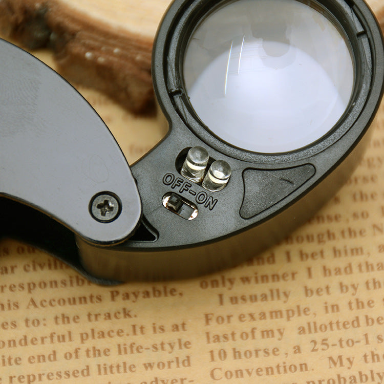 21011A 25mm Loupe 40X Magnification Magnifier Jewelry Identification Magnifying Glass with LED Light