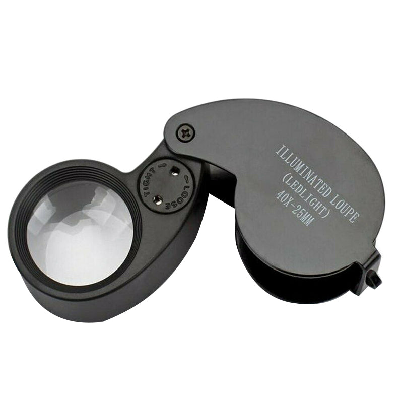 21011A 25mm Loupe 40X Magnification Magnifier Jewelry Identification Magnifying Glass with LED Light