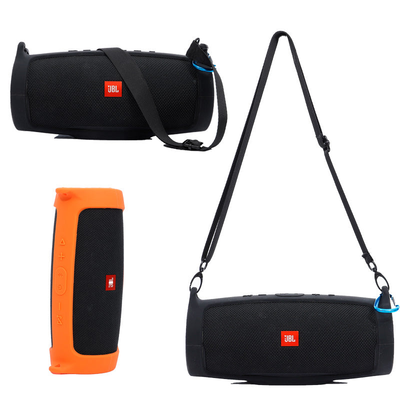 For JBL Charge 4 Bluetooth Speaker Silicone Carrying Case Protective Cover with Shoulder Strap and Carabiner