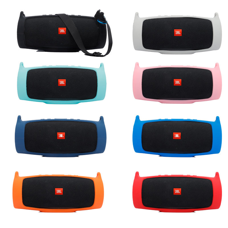 For JBL Charge 4 Bluetooth Speaker Silicone Carrying Case Protective Cover with Shoulder Strap and Carabiner