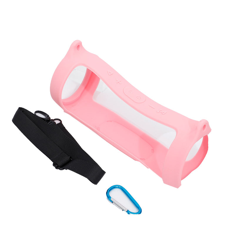 For JBL Charge 4 Bluetooth Speaker Silicone Carrying Case Protective Cover with Shoulder Strap and Carabiner