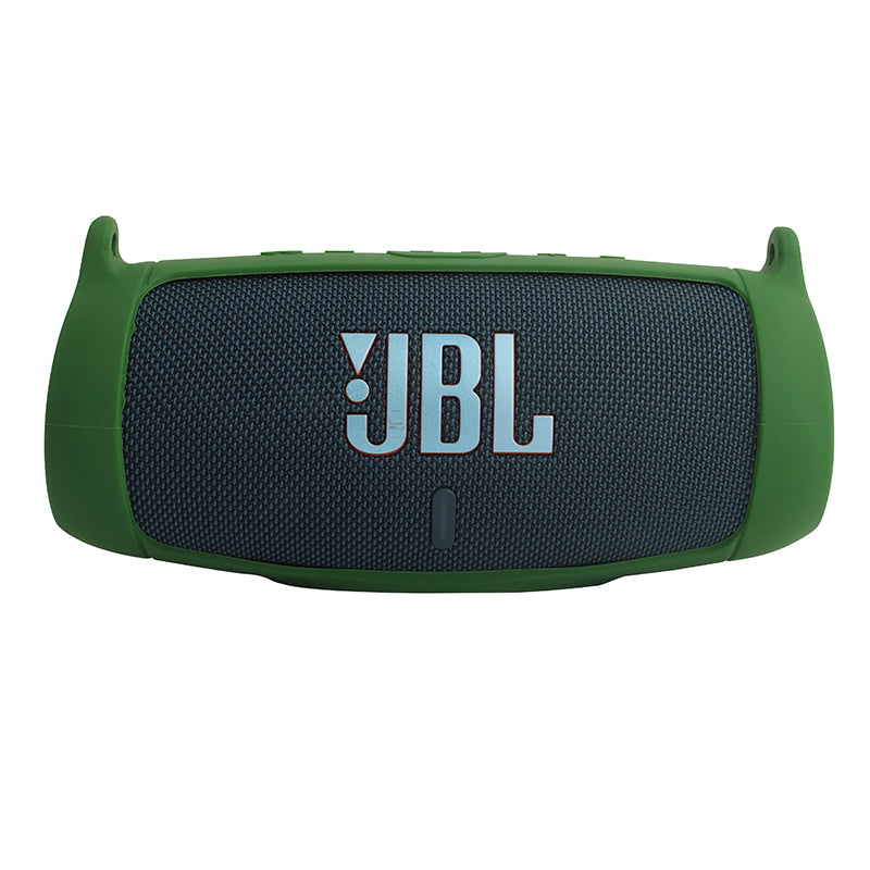 For JBL Charge 5 Silicone Carrying Case Bluetooth Speaker Anti-drop Protective Cover with Shoulder Strap and Carabiner