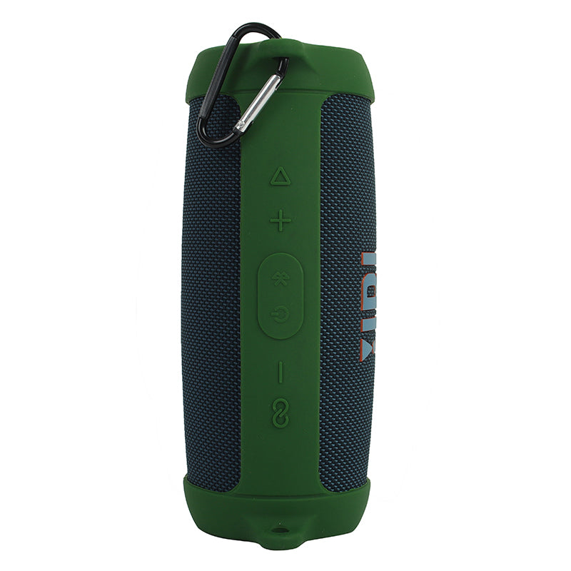 For JBL Charge 5 Silicone Carrying Case Bluetooth Speaker Anti-drop Protective Cover with Shoulder Strap and Carabiner