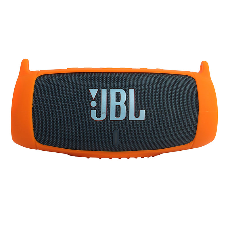 For JBL Charge 5 Silicone Carrying Case Bluetooth Speaker Anti-drop Protective Cover with Shoulder Strap and Carabiner