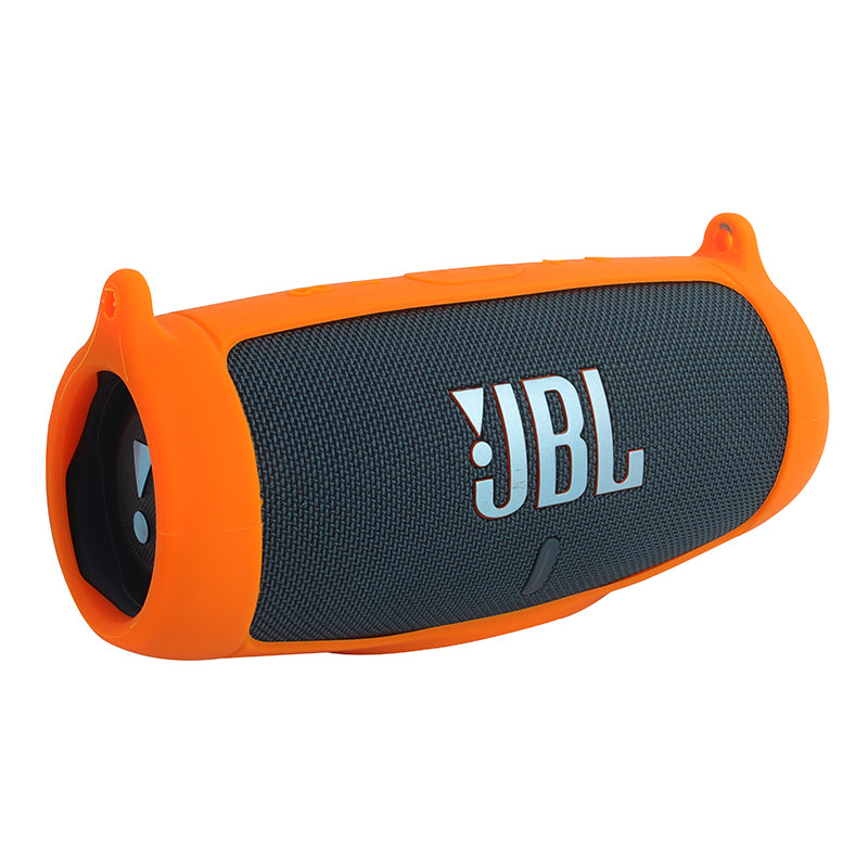 For JBL Charge 5 Silicone Carrying Case Bluetooth Speaker Anti-drop Protective Cover with Shoulder Strap and Carabiner