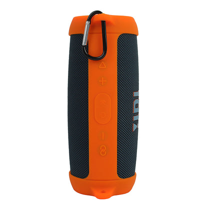 For JBL Charge 5 Silicone Carrying Case Bluetooth Speaker Anti-drop Protective Cover with Shoulder Strap and Carabiner