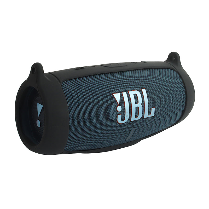 For JBL Charge 5 Silicone Carrying Case Bluetooth Speaker Anti-drop Protective Cover with Shoulder Strap and Carabiner