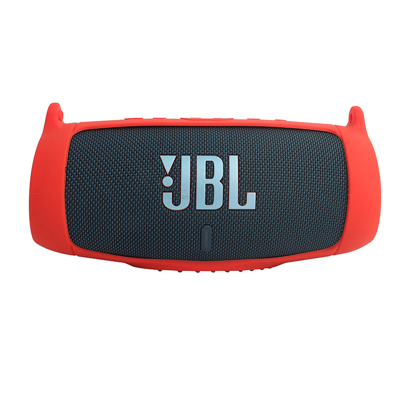 For JBL Charge 5 Silicone Carrying Case Bluetooth Speaker Anti-drop Protective Cover with Shoulder Strap and Carabiner