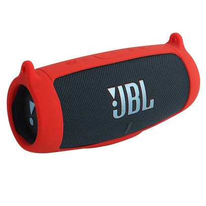 For JBL Charge 5 Silicone Carrying Case Bluetooth Speaker Anti-drop Protective Cover with Shoulder Strap and Carabiner