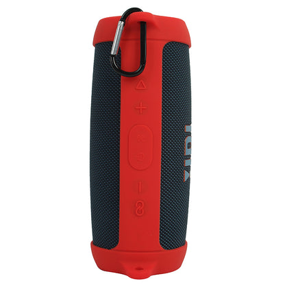 For JBL Charge 5 Silicone Carrying Case Bluetooth Speaker Anti-drop Protective Cover with Shoulder Strap and Carabiner