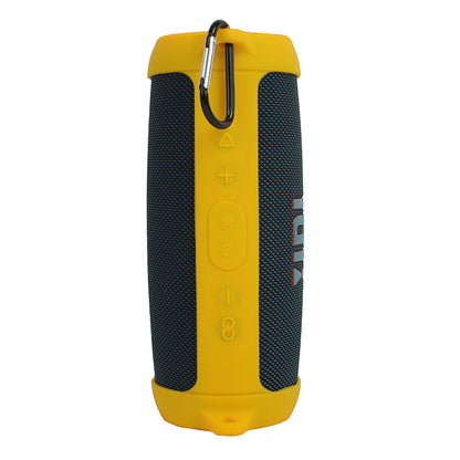 For JBL Charge 5 Silicone Carrying Case Bluetooth Speaker Anti-drop Protective Cover with Shoulder Strap and Carabiner