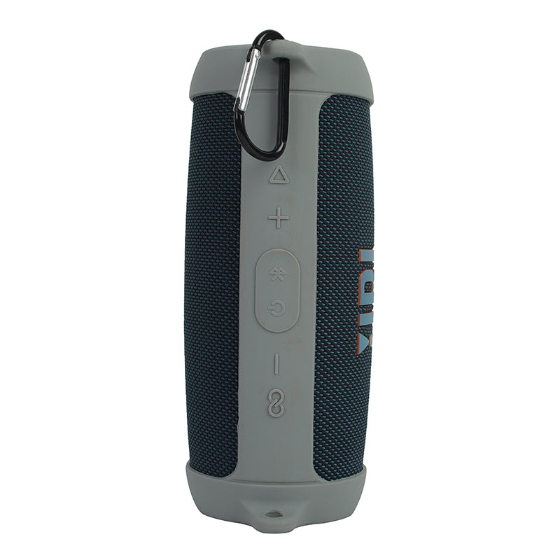 For JBL Charge 5 Silicone Carrying Case Bluetooth Speaker Anti-drop Protective Cover with Shoulder Strap and Carabiner