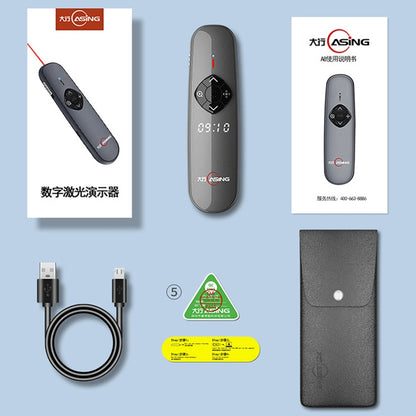 ASING A8 128G 2.4GHz Wireless Presenter Remote for PowerPoint Pointer Presentation Clicker Laser Page Turning Pen with LED Display for Business Teaching (Physical Green Light + Digital Laser)