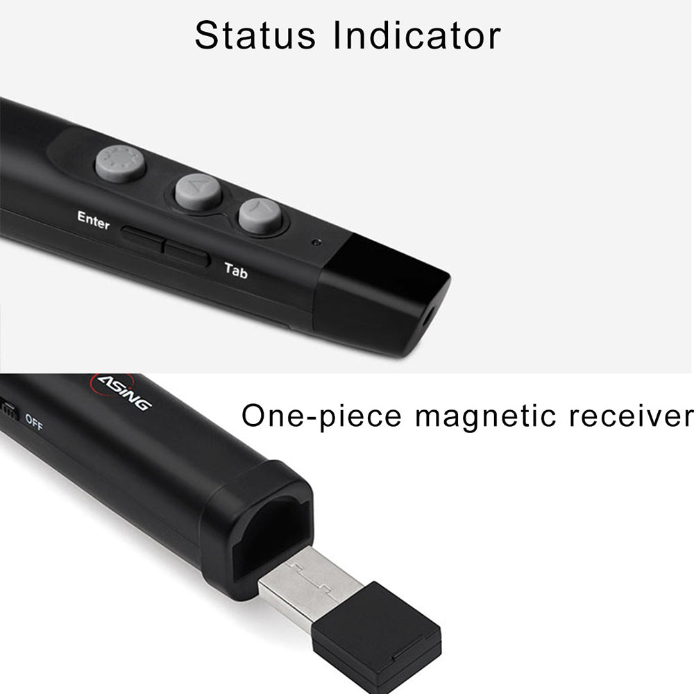 ASING A100 Wireless Lecture Presentation Remote Control Pointer Red Laser PPT Page Turning Pen