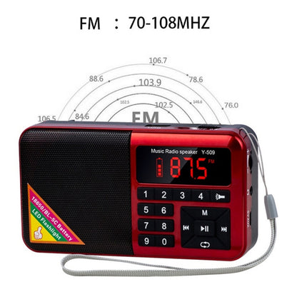 Y-509 Portable FM Radio Large Buttons Loud Sound Elderly Radio with Flashlight Support TF Card/U-Disk