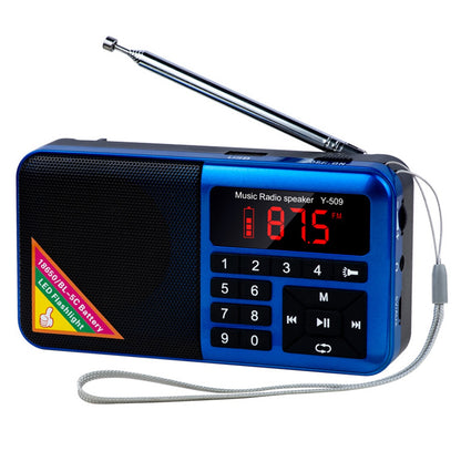 Y-509 Portable FM Radio Large Buttons Loud Sound Elderly Radio with Flashlight Support TF Card/U-Disk