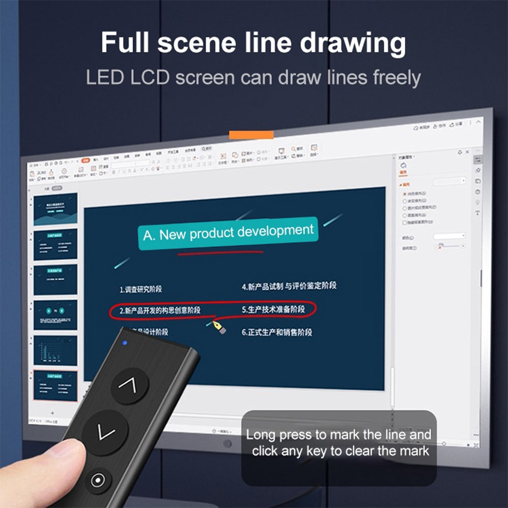 ASING A16 Smart Presentation Clicker for Powerpoint Clicker with LCD Screen Multi-function Presenter Remote Pointer for Computer Projector