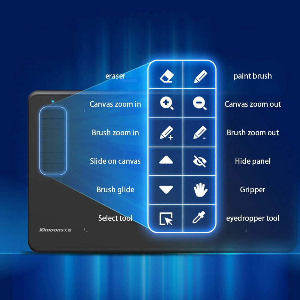 10MOONS G12 Graphics Drawing Tablet Portable Handwriting Board Support Mobile Phone Connection Compatible with Windows/Mac System