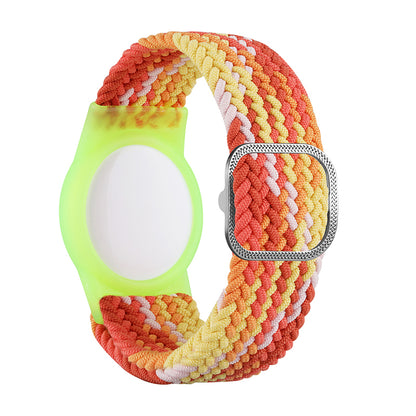 For Apple AirTag Nylon Bracelet Watch Band with TPU Anti-Loss Locator Case Holder