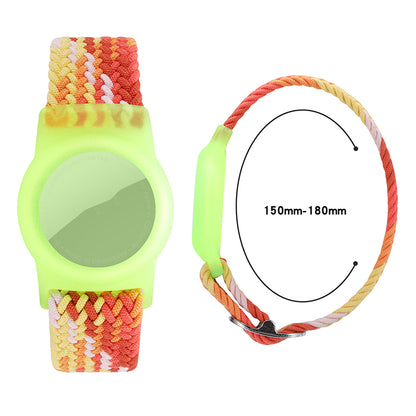 For Apple AirTag Nylon Bracelet Watch Band with TPU Anti-Loss Locator Case Holder