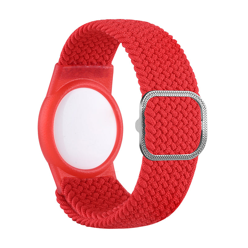 For Apple AirTag Nylon Bracelet Watch Band with TPU Anti-Loss Locator Case Holder