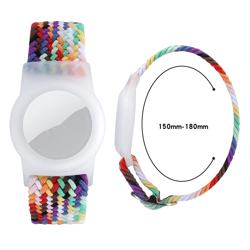 For Apple AirTag Nylon Bracelet Watch Band with TPU Anti-Loss Locator Case Holder