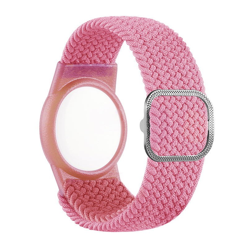 For Apple AirTag Nylon Bracelet Watch Band with TPU Anti-Loss Locator Case Holder