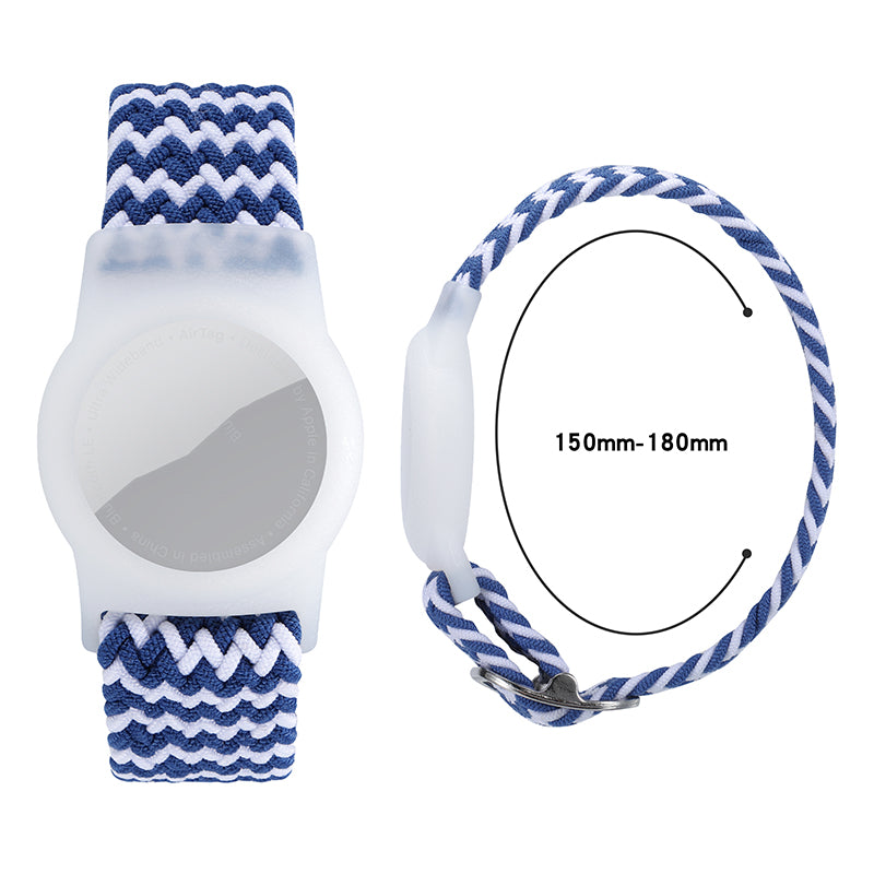 For Apple AirTag Nylon Bracelet Watch Band with TPU Anti-Loss Locator Case Holder