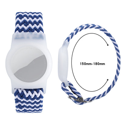 For Apple AirTag Nylon Bracelet Watch Band with TPU Anti-Loss Locator Case Holder