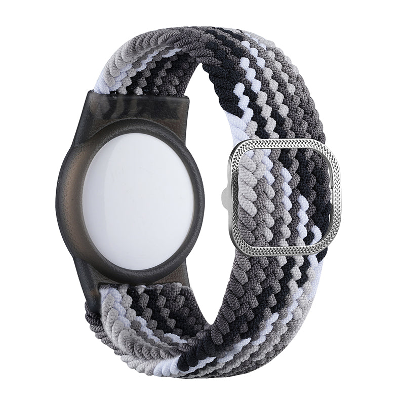 For Apple AirTag Nylon Bracelet Watch Band with TPU Anti-Loss Locator Case Holder