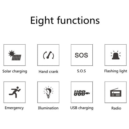 XLN-288DUS Outdoor Emergency Portable Light Solar Power AM / FM Radio Multi-Function Hand-Cranked Flashlight