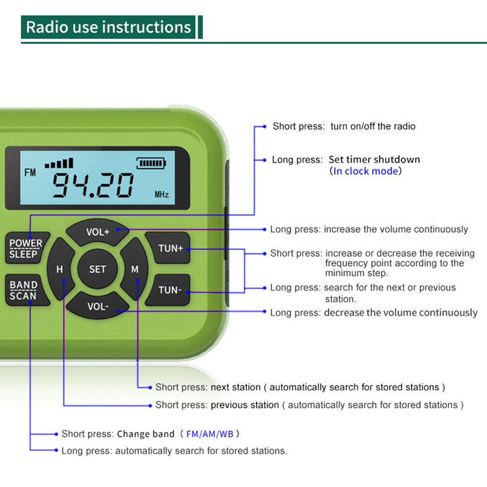 XLN-296 Outdoor Portable Solar Radio Hand-Cranked Flashlight Emergency Charger Power Bank for Mobile Phone