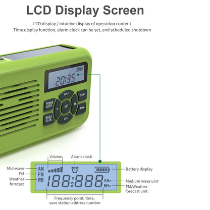 XLN-296 Outdoor Portable Solar Radio Hand-Cranked Flashlight Emergency Charger Power Bank for Mobile Phone