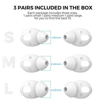 AHASTYLE PT66-3 3 Pairs Earphone Cap for Apple AirPods 3, Silicone Earphone Silicone Cover Cap Eartip, Size: S+M+L