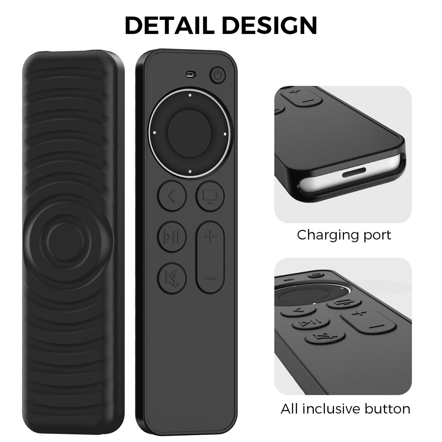 AHASTYLE PT167 for Apple TV Remote Silicone Protective Shell Anti-drop Case Cover with Lanyard