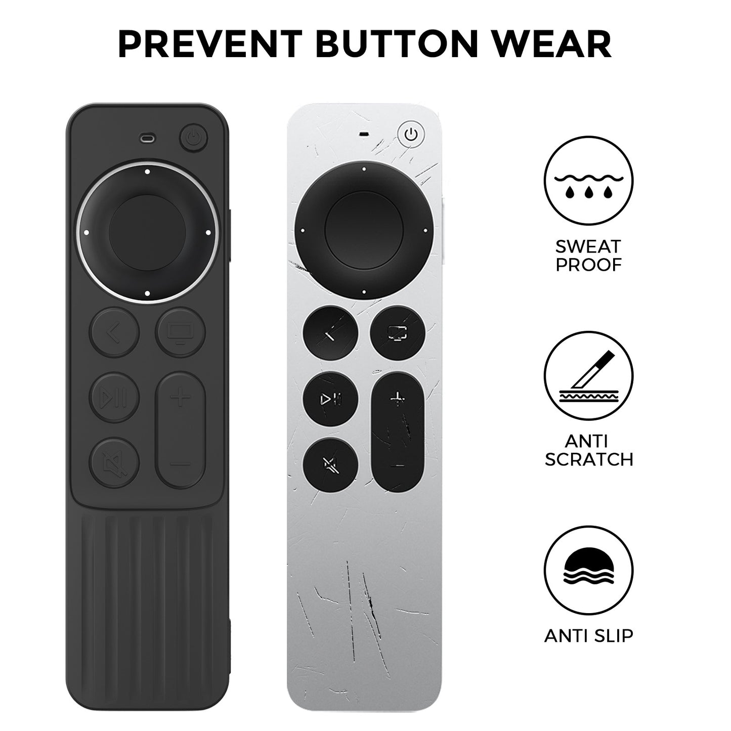 AHASTYLE PT166 Silicone Remote Protective Shell for Apple TV 4K Siri Remote 2021 Shockproof Soft Case Cover