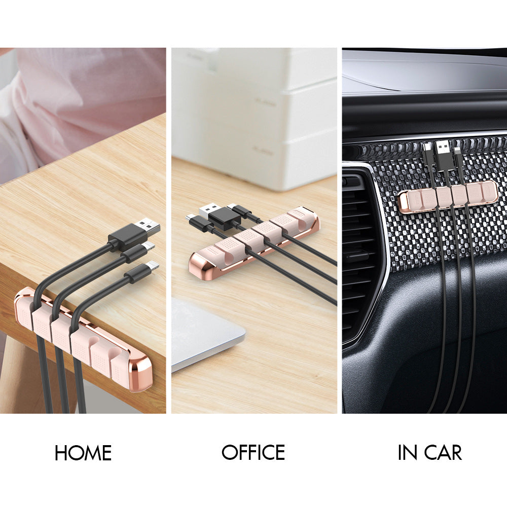 AHASTYLE PT125 Aluminum Alloy+Silicone Cord Organizer Charger Cable Management 5-Slot Cable Holder for Home Office Desk