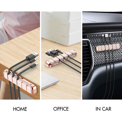 AHASTYLE PT125 Aluminum Alloy+Silicone Cord Organizer Charger Cable Management 5-Slot Cable Holder for Home Office Desk