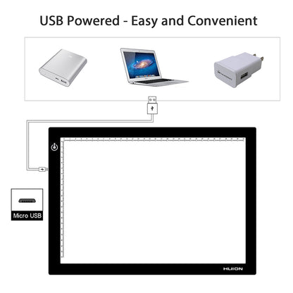 HUION L4S Super Slim Portable USB LED Light Pad Brightness Adjustable Drawing Pad Multiple Eye Protection Writing Board