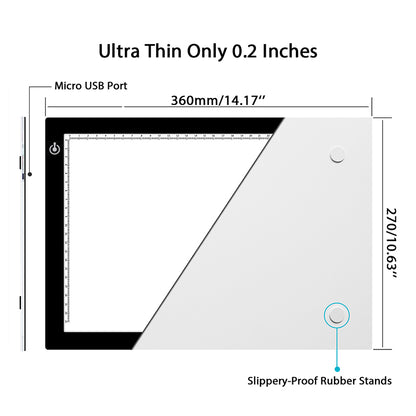 HUION L4S Super Slim Portable USB LED Light Pad Brightness Adjustable Drawing Pad Multiple Eye Protection Writing Board