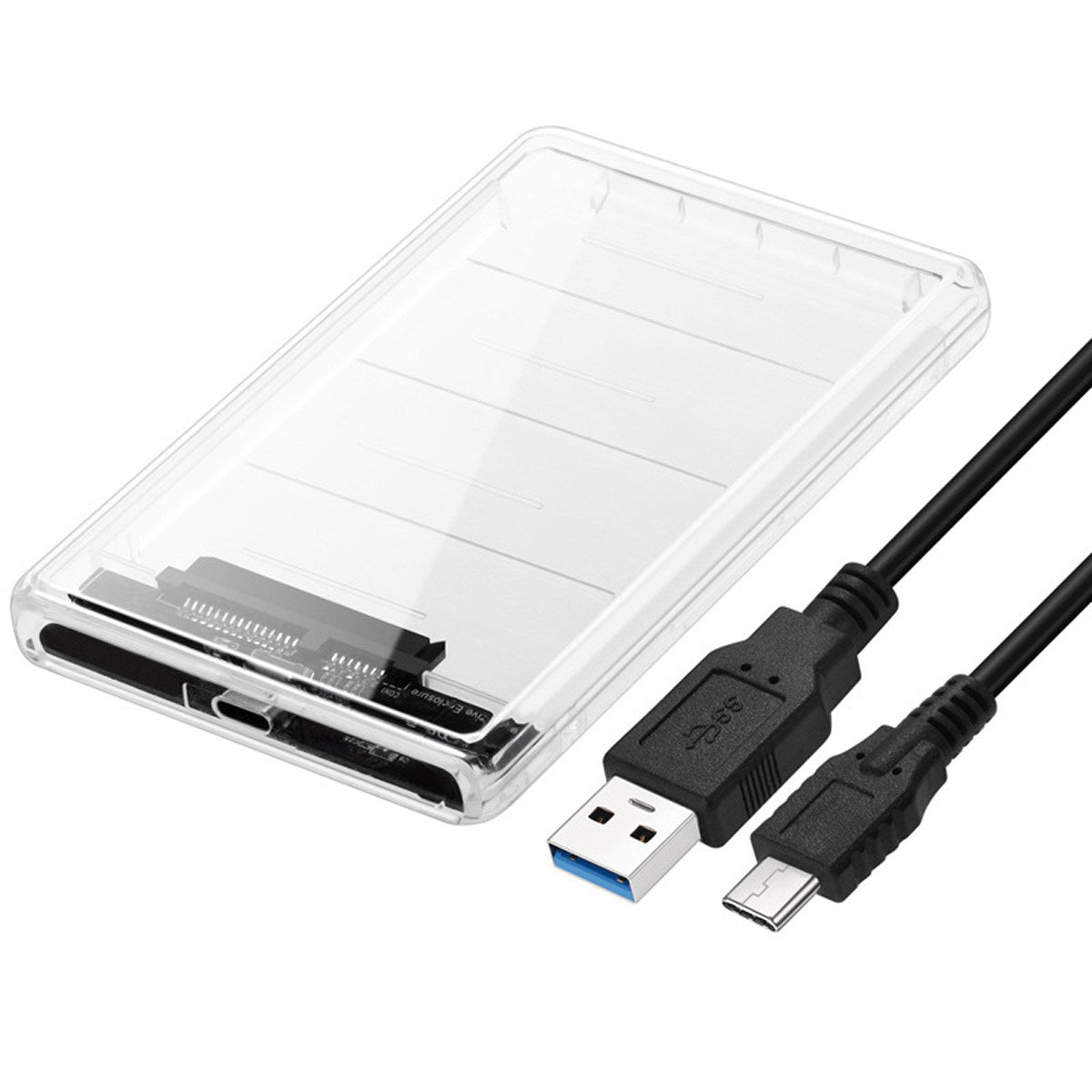 USB-C Type-C to 2.5 Inch SATA SSD HDD External Enclosure Transparent for Laptop & PC