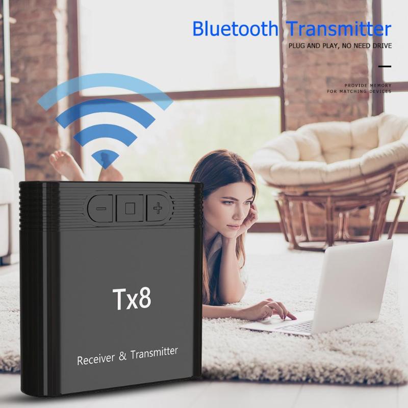 TX8 2-in-1 Bluetooth 5.0 Transmitter Receiver Adapter for TV PC Headphone Music Audio Transceiver Receiver Transmitter